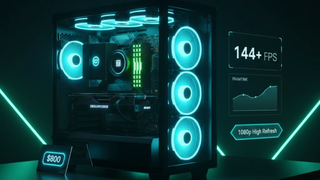 $800 1080p gaming pc build designed for smooth 144hz performance
