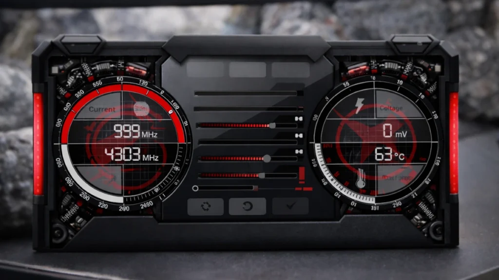 GPU overclocking interface showing safe clock speed and temperature monitoring for beginners