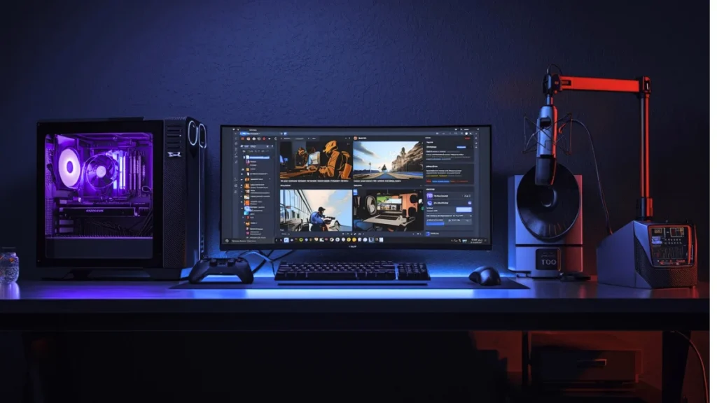 Streaming setup showing a comparison between OBS Studio and Streamlabs interfaces on a gaming PC