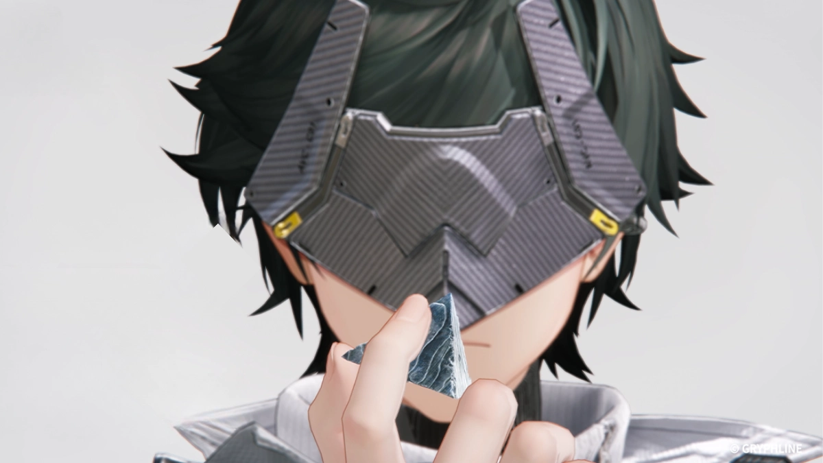 Close-up of Arknights Endfield character with futuristic mask.