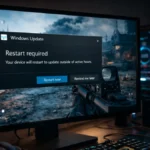 Windows Update notification interrupting gameplay on a modern gaming PC setup